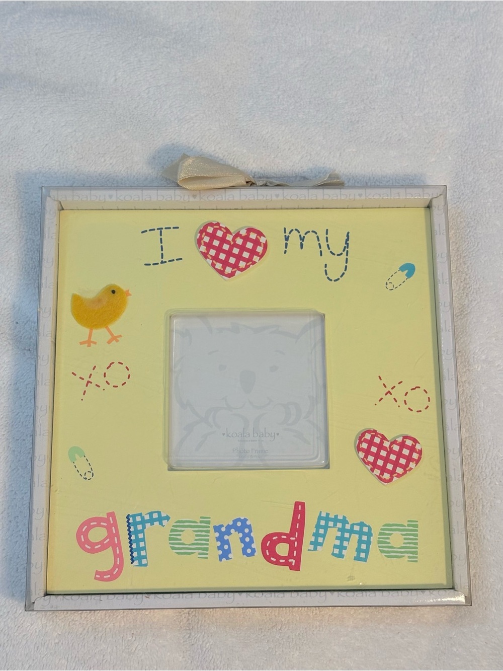 Vintage I Love My Grandma Picture Frame Koala Baby Felt Chick Wood Heart Giftbox